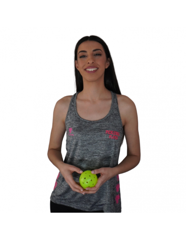 Top deportivo para pickleball gris y rosa