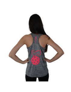 Top deportivo para pickleball gris y rosa 2