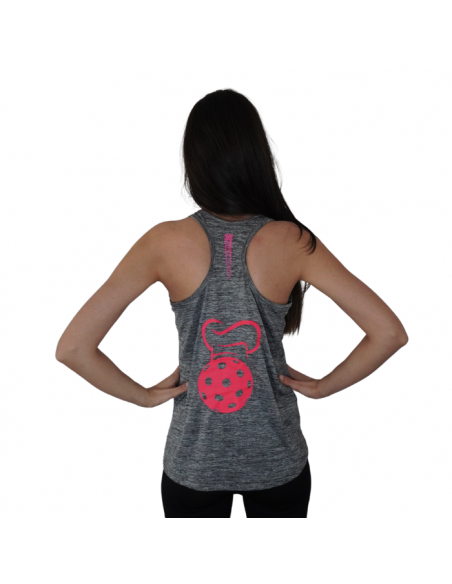Top deportivo para pickleball gris y rosa